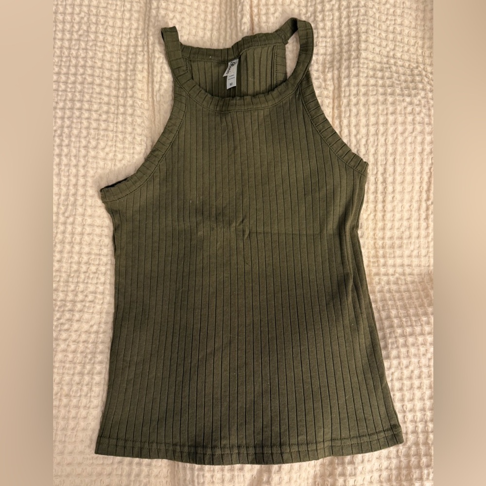 Rosio Olive Ribbed Tank Top